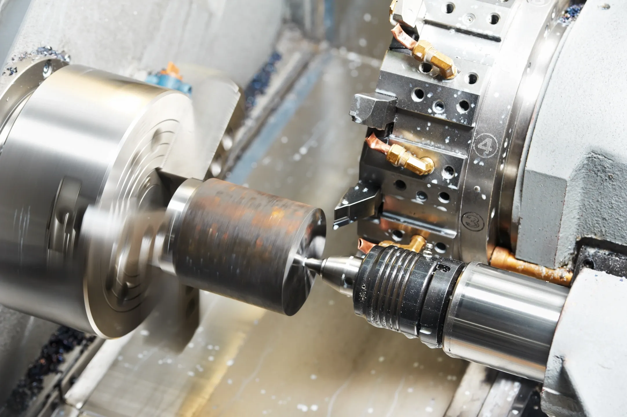 CNC lathe turning operation — precision metal machining